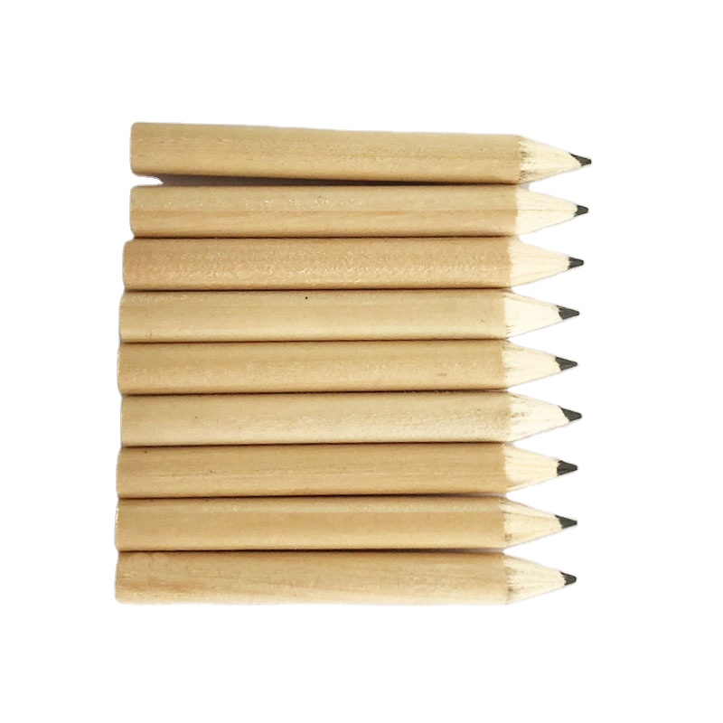 Thick Cheap 3.5 inch Round Mini Natural Wooden Golf HB Lead Writing Pencil For Kids