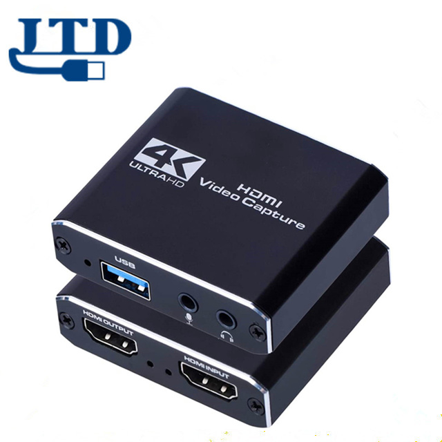 Карта видеозахвата для прямой трансляции аудио и видео с микрофоном 4K HDMI Loop-Out 1080p 60fps для игр и видеоконференций