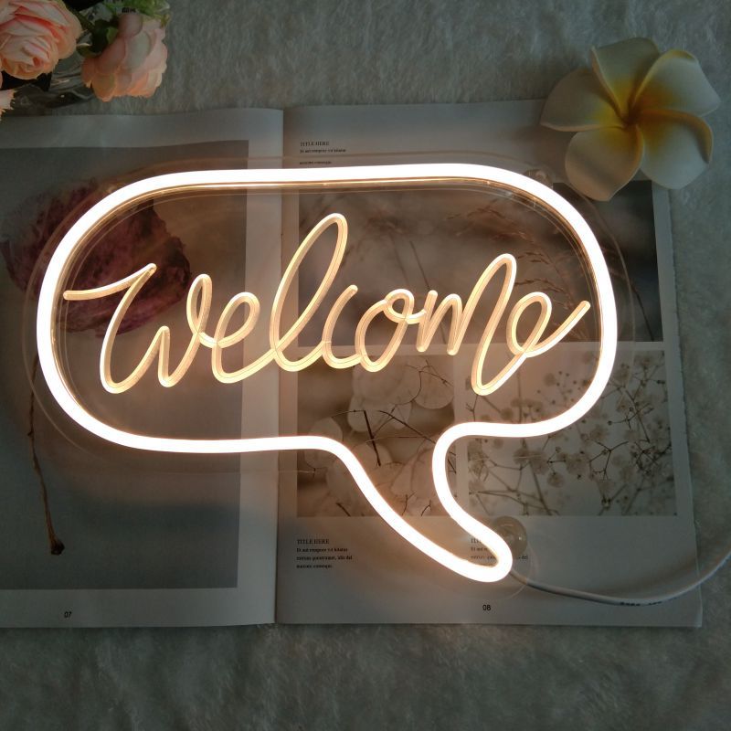 Светодиодный неоновый светильник Hello Welcome, настенный подвесной светодиодный неоновый светильник с питанием от USB для бара, вечеринки, Настенный декор
