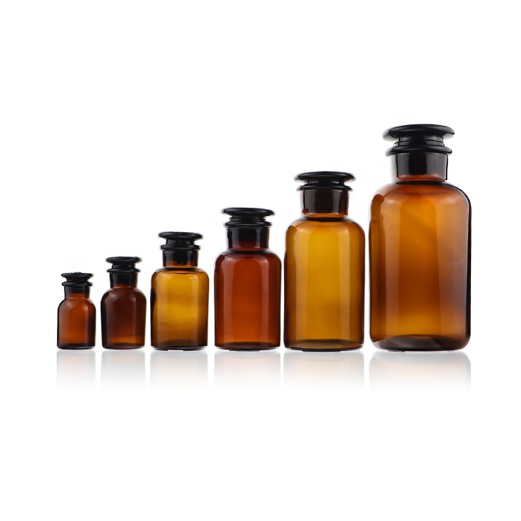 Factory Price Chemistry Experiment Pharmaceutical Glass Bottles Stoppered Reagent Bottles Amber Glass