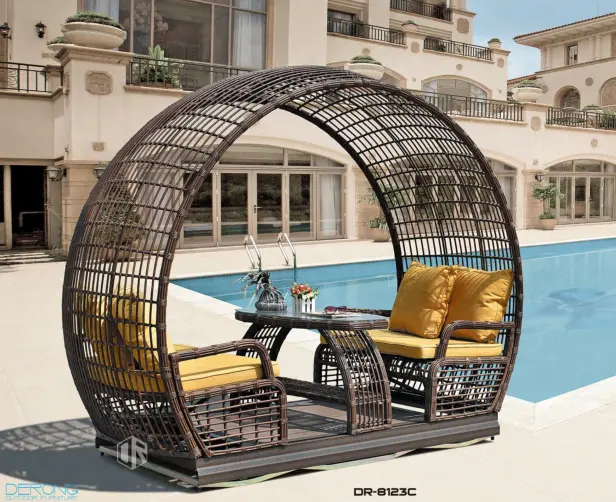 garden furniture 4 seat swing chair rattan waterproof home patio swing set