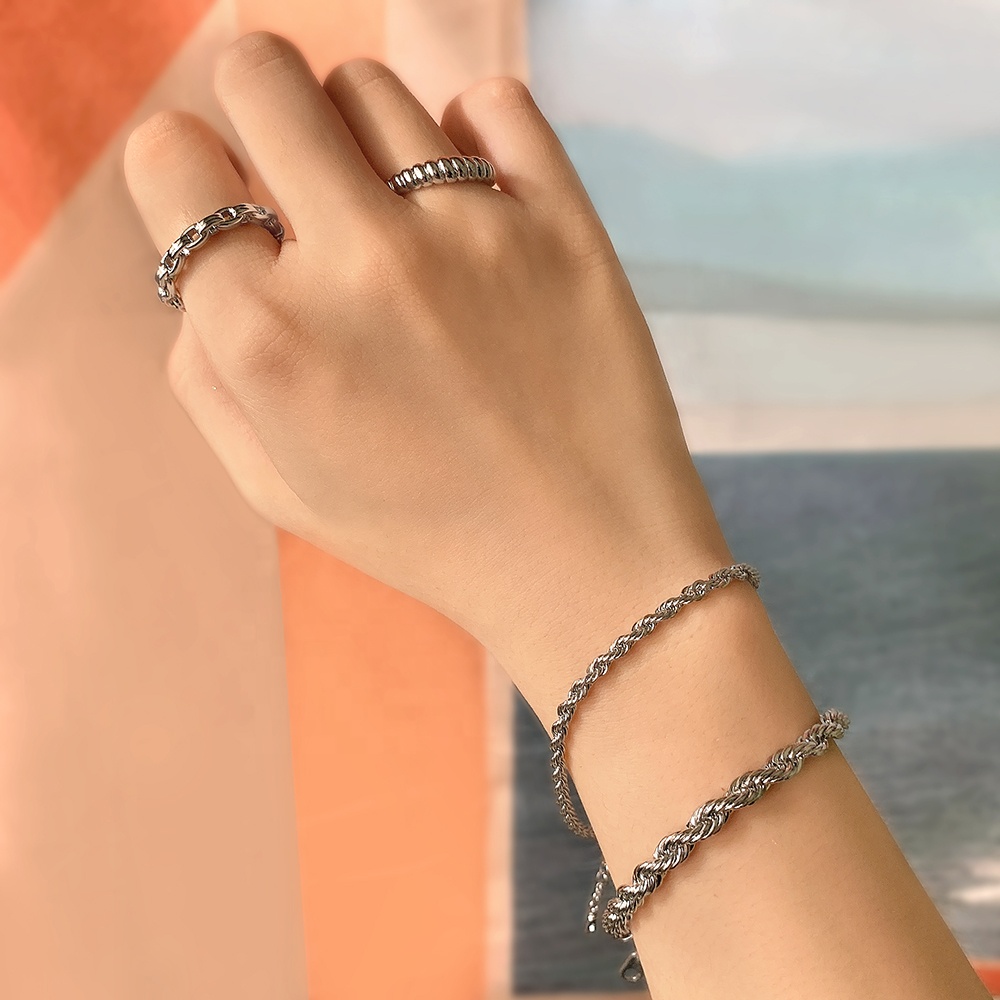 Luxury gold plated bracelets shiny 3mm silver gold rope chain bracelets anklets