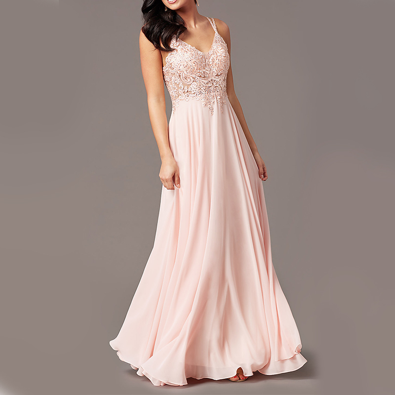 Wholesale Elegant Embroidery Long Maxi Sleeveless Lace Dresses Women Prom for Women