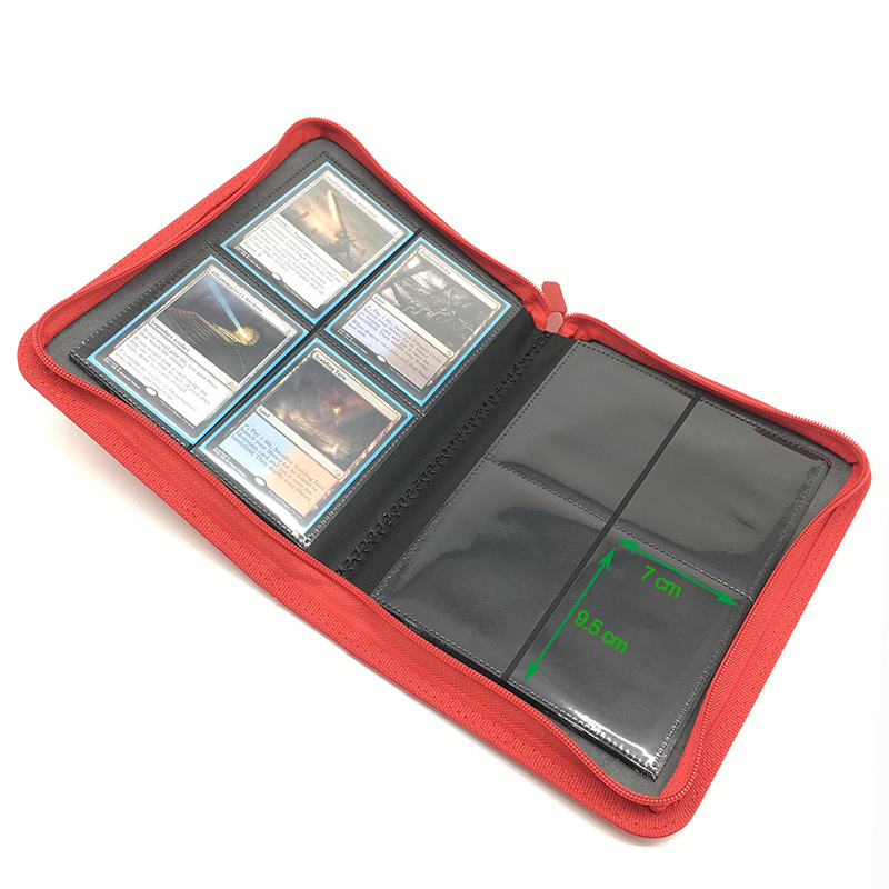 Wholesale Red PP Matte Cards Zipper Binder 4 Pockets Magic Sleeve Sports Yugioh Game Trading Card Collector Binder
