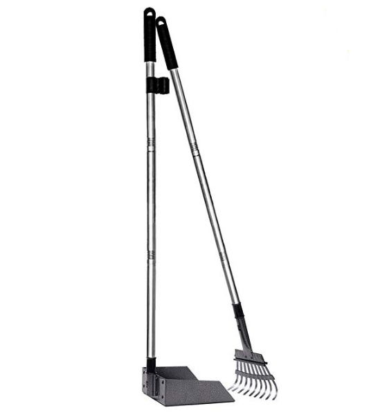 portable metal long handle pet dog poop pooper scooper trat and rake / poop scoop