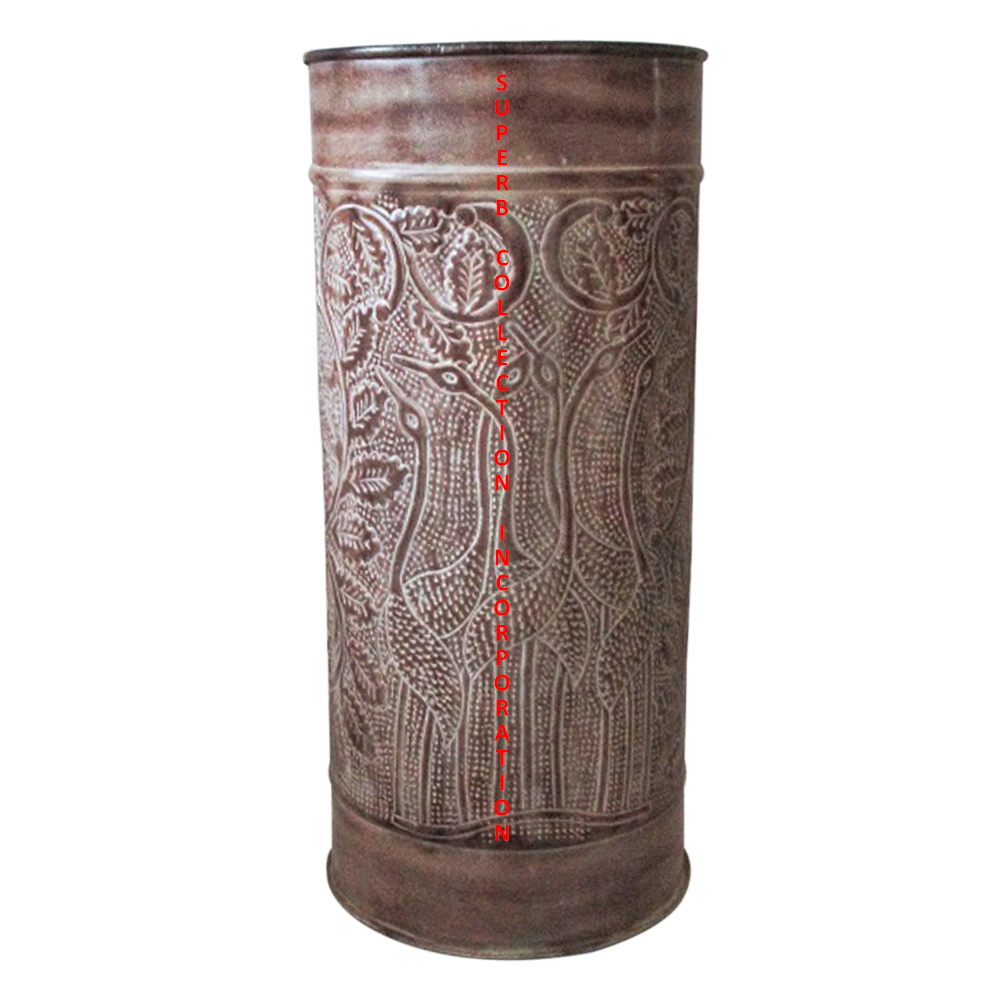 Luxury Powder Coated Embossed metal Iron Round Umbrella Stand For Sale