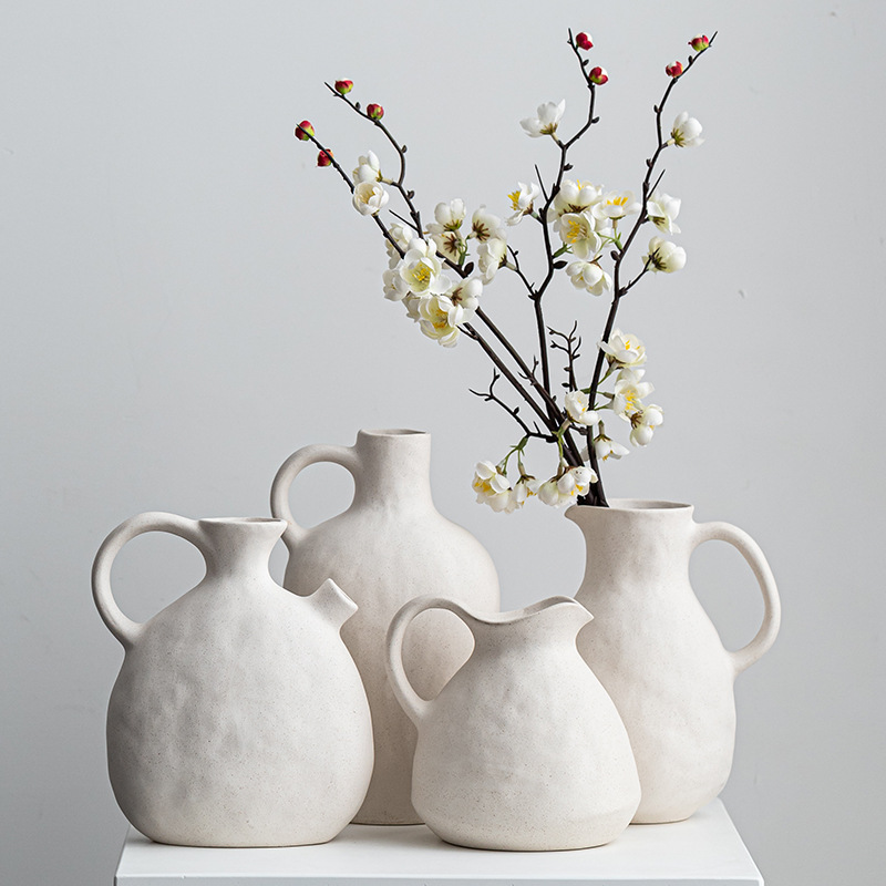 Modern Large ceramic vase earth ware Water jar cream stone ceramic vase