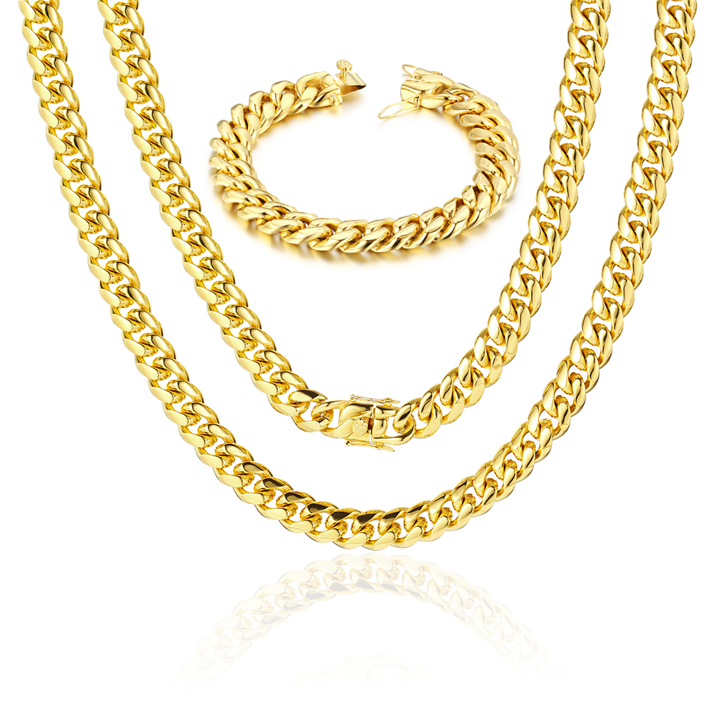 Hip Hop Mens Jewelry 316l Stainless Steel Hollow Choker Necklace Jewellry Gold Plated Curb Cuban Link Chains
