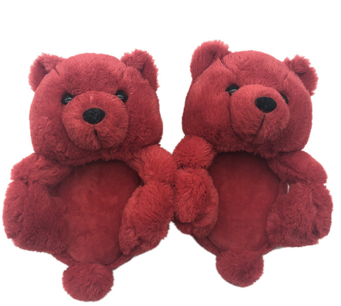 2021 New styles wholesale Mommy And Me Teddy Bear Slippers Plush Baby Slides House Teddy Bear Slippers For Women Girls Pantufla