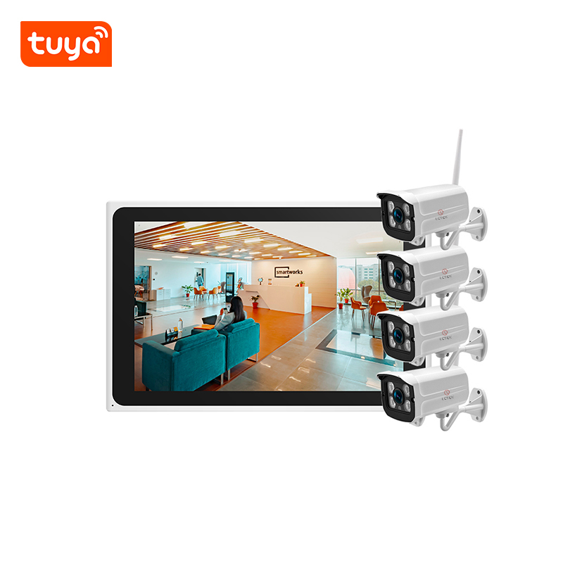 Lclctek TUYA SMART 4CH беспроводной 3MP NVR Kit с 10 "ЖК-экран монитор CCTV камеры безопасности системы