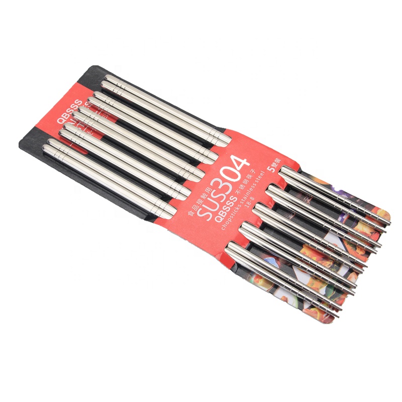 Bulk reusable korean silver colored metal chopsticks set stainless steel chopstick factory price