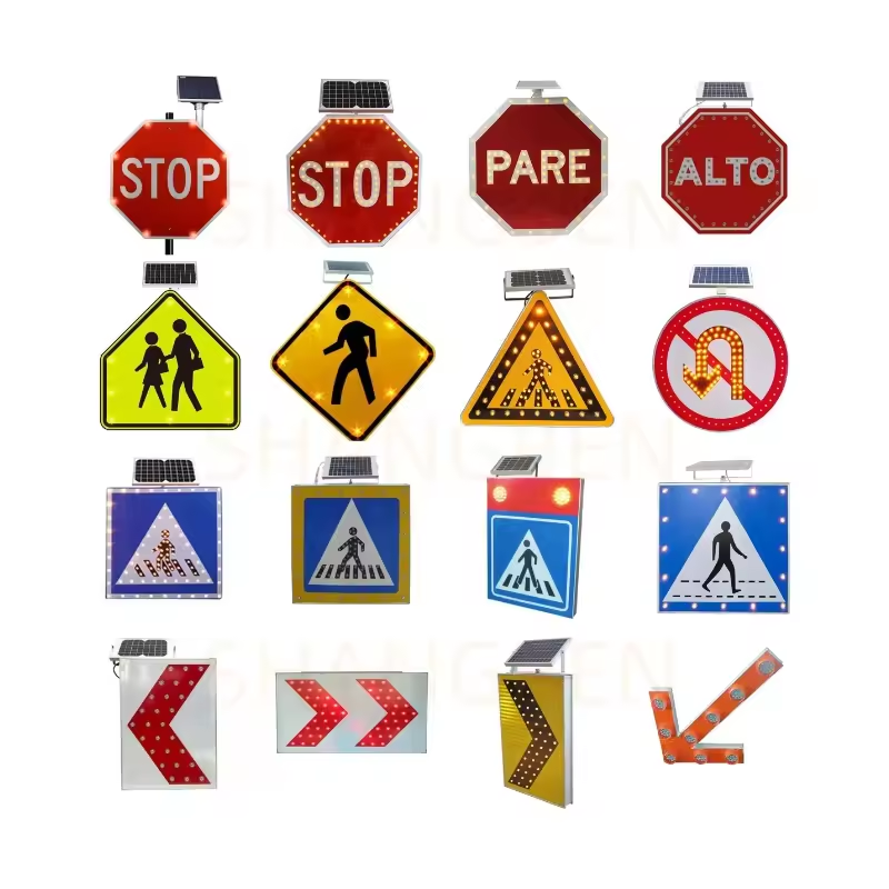 Ce Safety Warning Solar Power Reflective Road Works Sign with LED Lights Flashing Arrow Direction Solar Traffic Signs