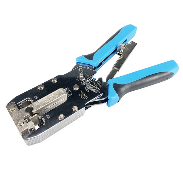 Модульный обжимной инструмент AMP CAT6 RJ45 RJ11 RJ12, сетевой обжимной инструмент с храповым механизмом и зачисткой