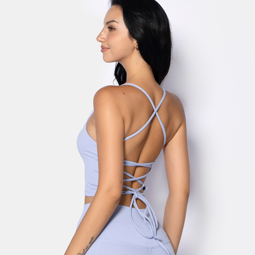High Quality High Impact Yoga Bra Beauty Back Cross Backless Sports Bra Wholesale Fitness Top Gym Wear