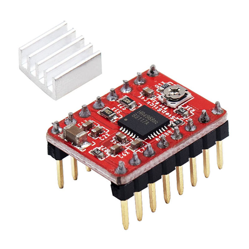 Красный шаговый драйвер Reprap A4988 DRV8825, модуль драйвера шагового двигателя + радиатор для 3D-принтера, детали Stepstick