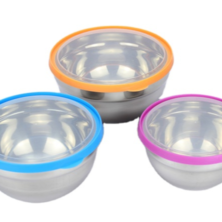 stainless steel bowl with color lid seal pot airtight canister