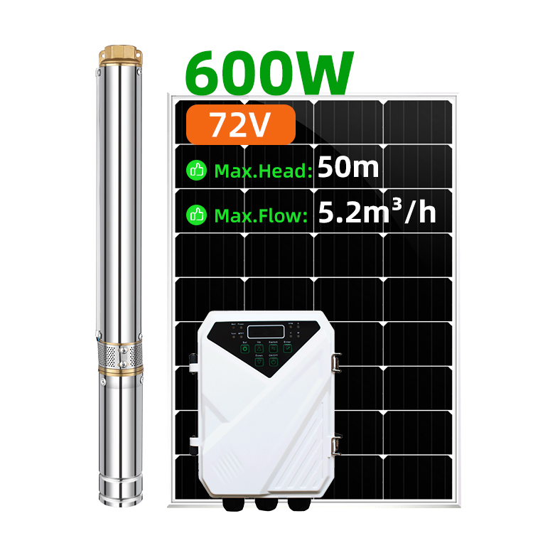 0.8HP 600 Вт 3 дюйма 72 В DC солнечный насос Система Солнечный водяной насос погружной