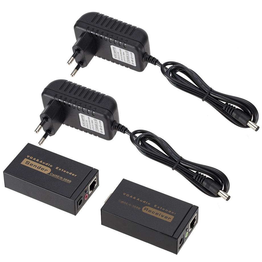 100 м HD 1080P UTP VGA удлинитель RJ45 1x1 разветвитель с 3,5 мм аудио RJ45/Cat5e/6 Ethernet кабель для проектора HDTV ПК