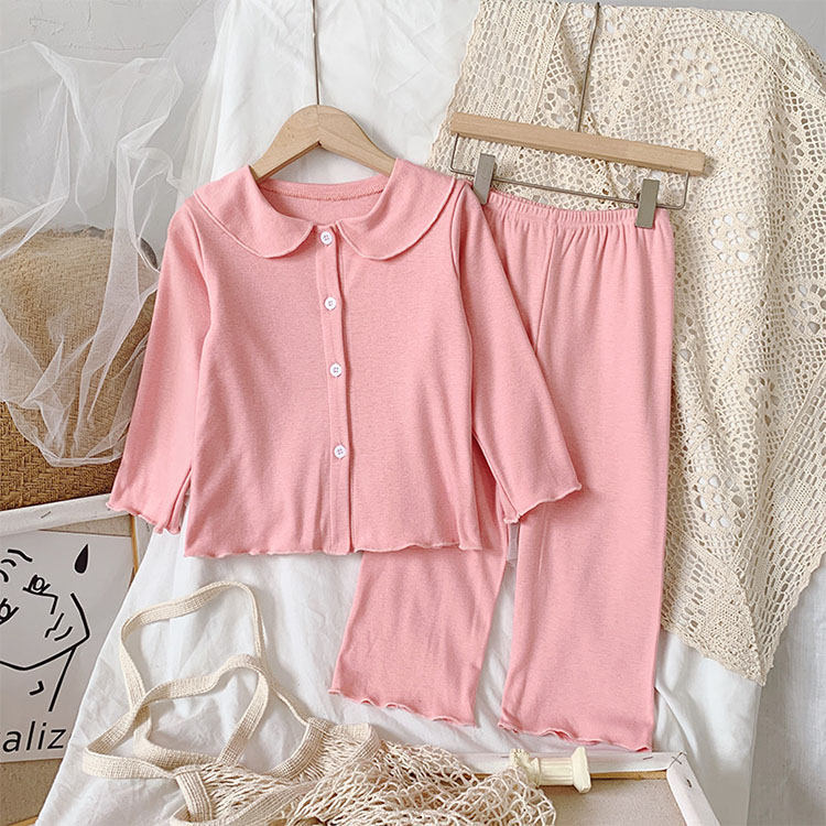 Custom Solid Plain Baby Nightwear Sleepwear Clothes Children Kids Pajamas Set