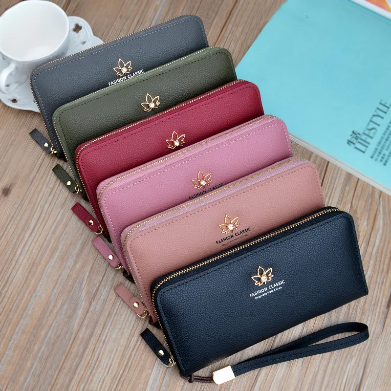 2024 Hot sale fashion new product design leather women elegant long purse wholesale ladies wallets