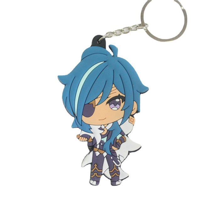 anime keychain llaveros genshin impact Traveler Animation Peripheral Keychain Cartoon Soft Pendant Jean Lisa rubber keychain