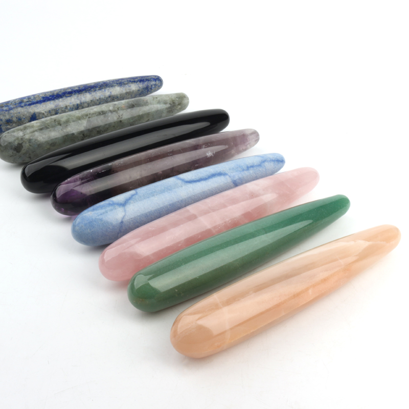 Wholesale customized natural healing gem polished dildo crystal massage wand