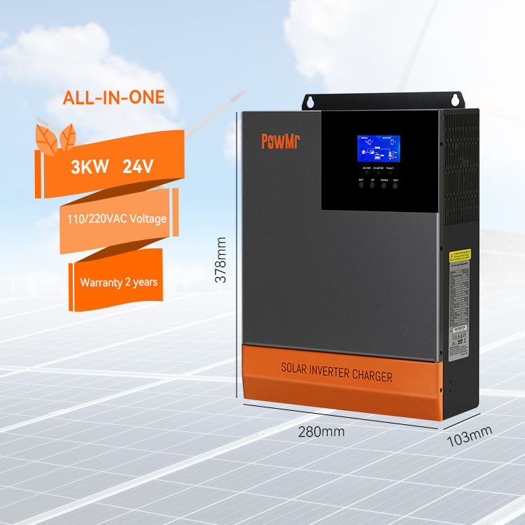 PowMr 3KW 3.5KW 5KW со слежением за максимальной точкой мощности, 60A 80A Контроллер заряда 48V 110VAC 145/500VDC Гибридный солнечный инвертор
