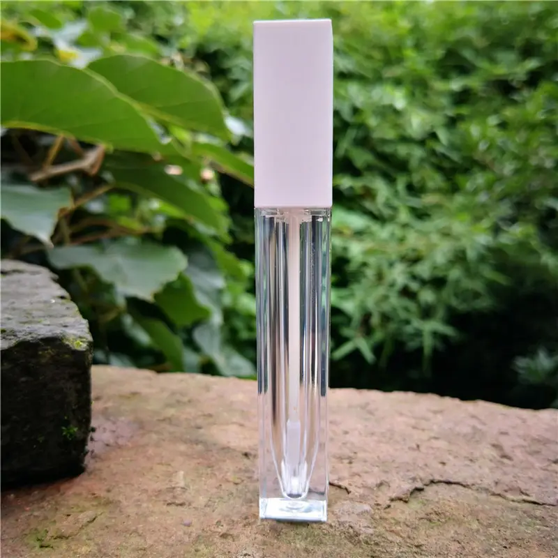 7ml eco friendly golden white black rectangular lip gloss tube cosmetic bottle