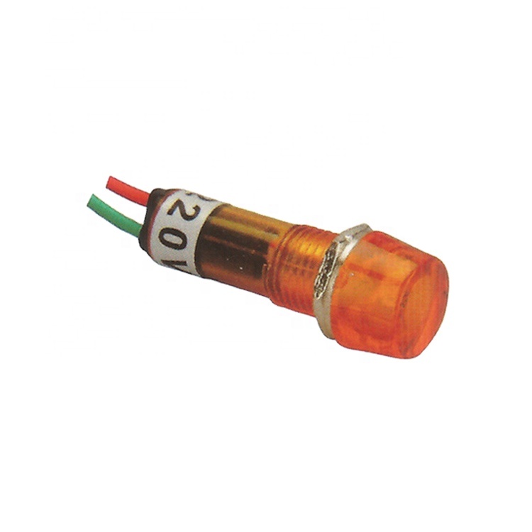10mm flat head red pilot light 220v led indicator with line new pilot lamp