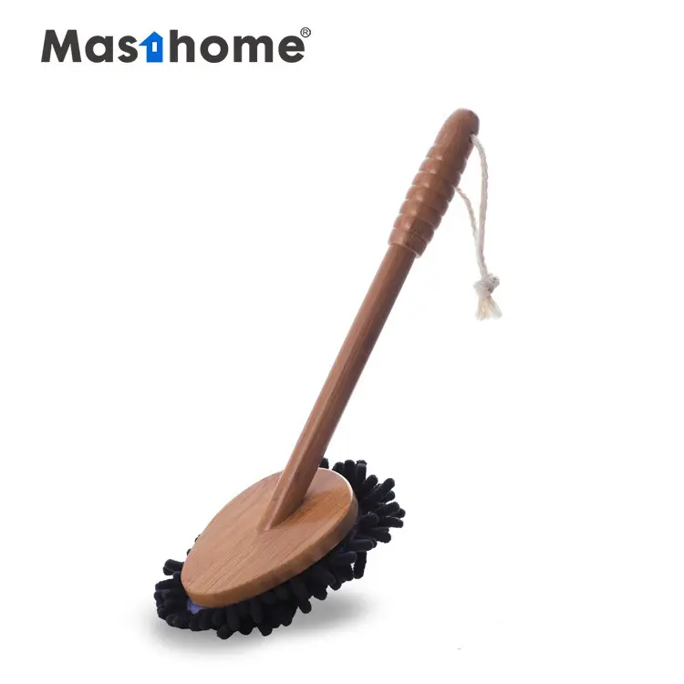 Masthome eco-friendly handle small triangle refill head microfiber chenille noodle cleaning duster with bamboo handle