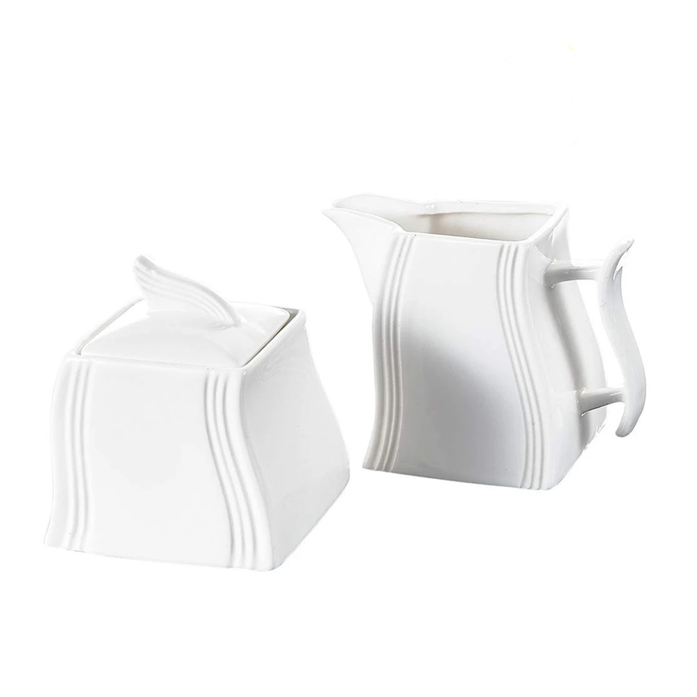 4.75-Inch White Ceramic Milk Pot Jug with Handle 3.5-Inch Sugar Pot Creamer Sugar Pot Set