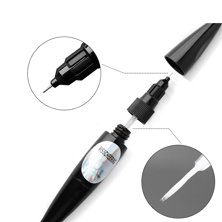 Advanced Technology transparent Fast and firm relaxed nail art filling pen with drill glue