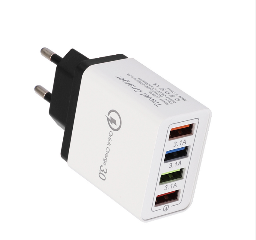 Многофункциональное Сетевое зарядное устройство QC3.0 с 4 usb-портами для мобильных устройств, камеры, ноутбука, GPS, игрового плеера