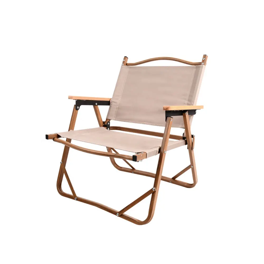 Picnic Portable Cheap Travel Wood Grain Aluminum Low Seat Foldable Lightweight Camping Chair Folding Armrest Outdoor Beach Chair