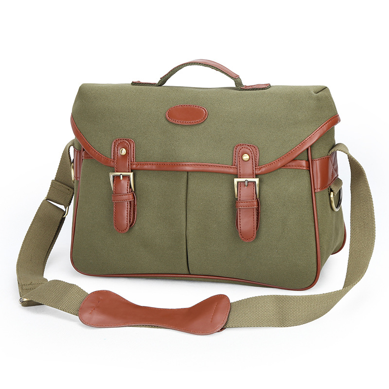 men women canvas leather camera shoulder bag waterproof vintage camera messenger bag with rain cover