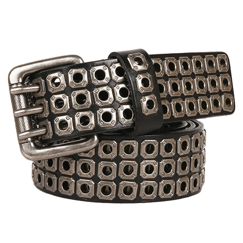 Studded Heavy Metal Style Belt Handmade Leather Punk Rock Style Men's Belt Cowhide Retro Tactical belt