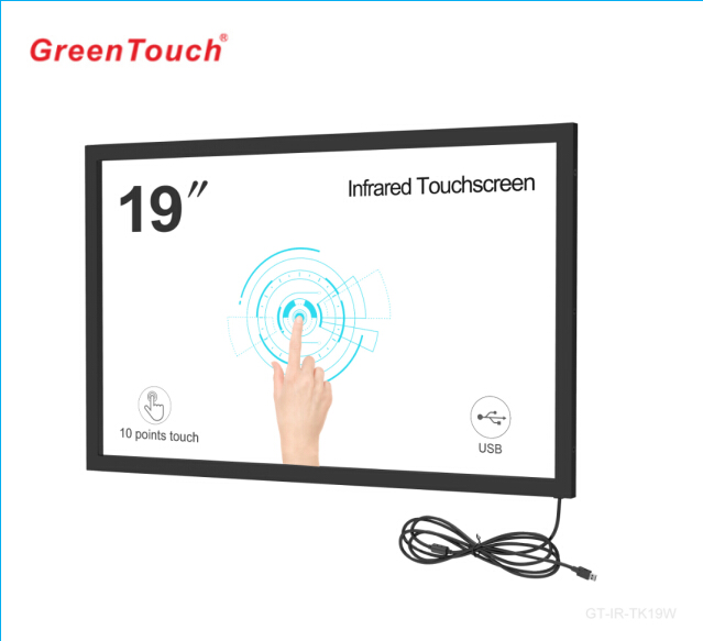19 inch wide screen IR/ Infrared touch screen multi touch screen frame overlay  10 points touch usb plug and play