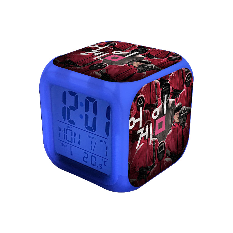 Yzora korean TV squid game colorful magic led square cube night light table digital alarm clock creative gift