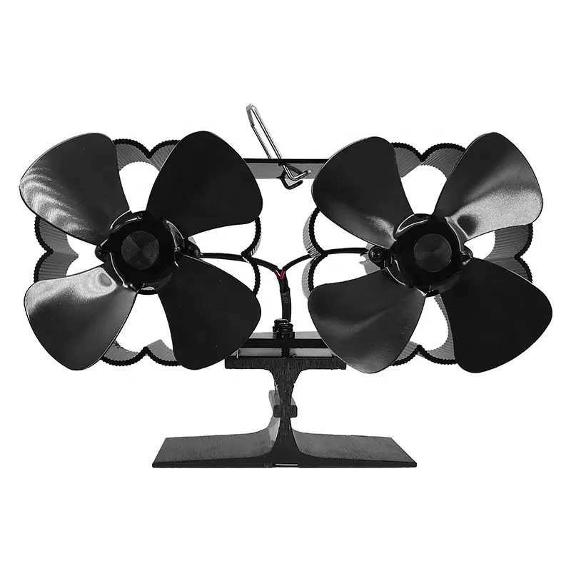 Factory Supply 8-Blade Heat Powered Stove Fireplace Fan Double Head