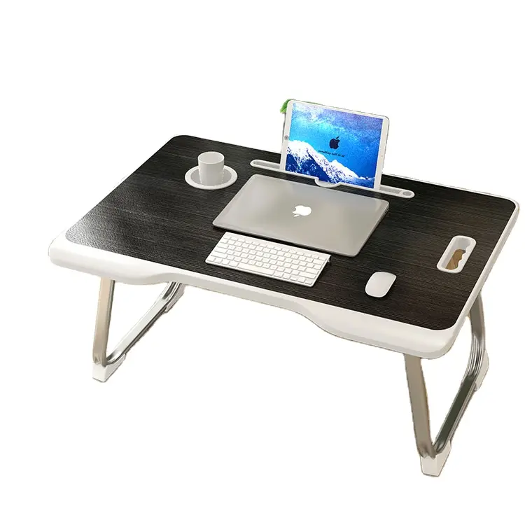 Daily use Computer gaming desk plastic top with drawers metal legs holder of cups and tablet laptop table