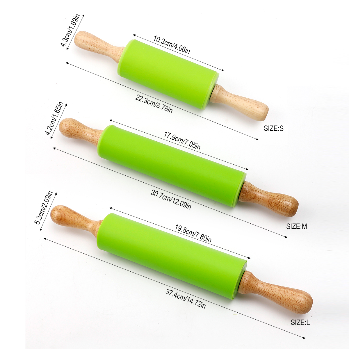 Factory wholesale 4/7/8inch wood dough rolling pin for pizza baking tool