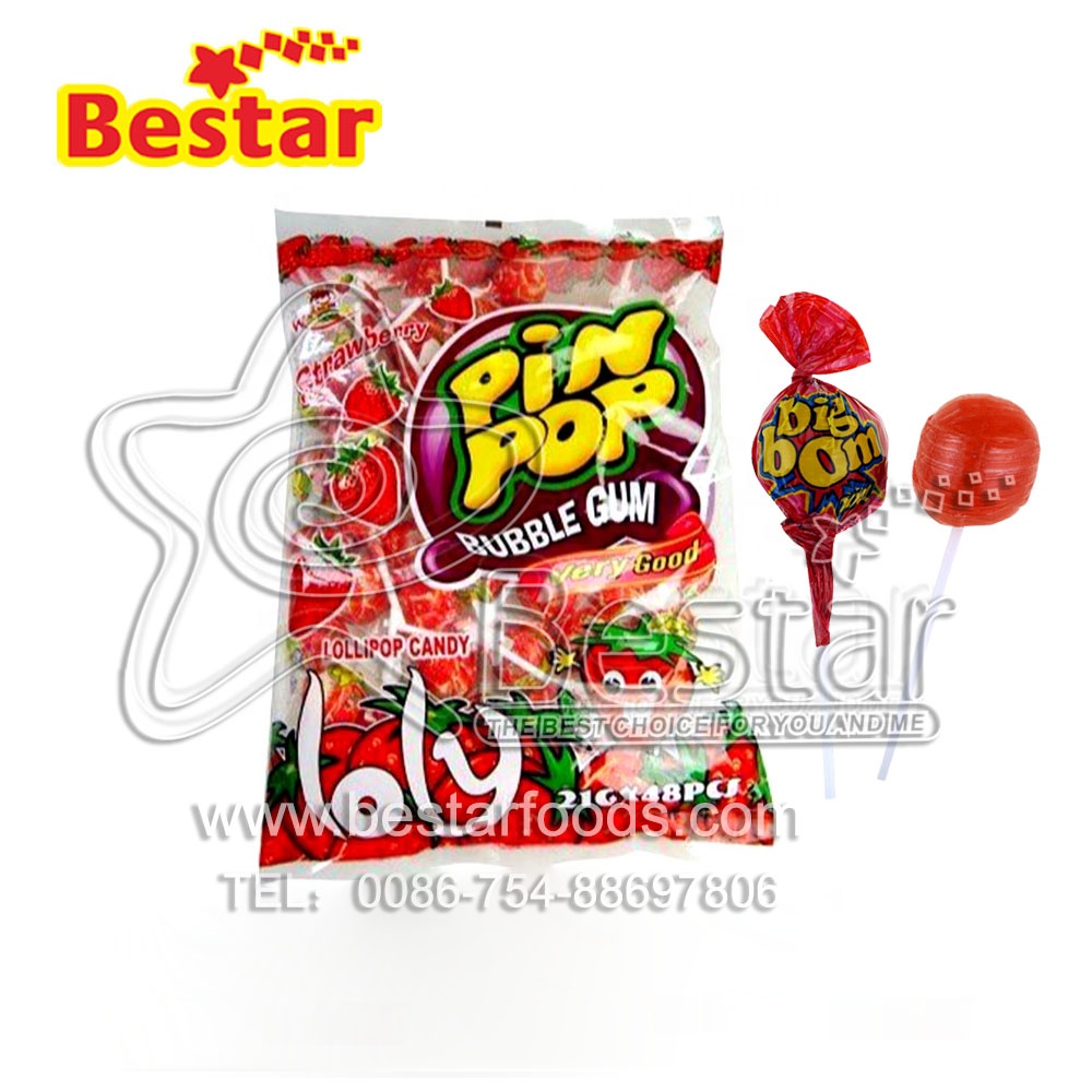 Pin Pop Bubble Gum Lollipop Candy