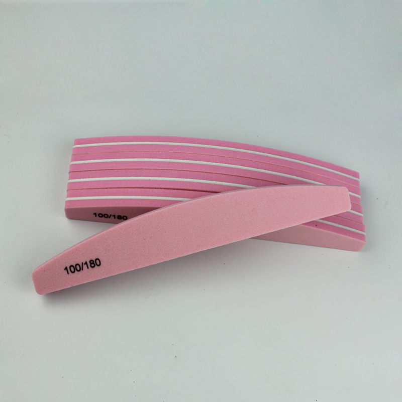 Shiny China Manufacturer Soft Pink Sponge Nail Buffer 100/180 for Salon Acrylic