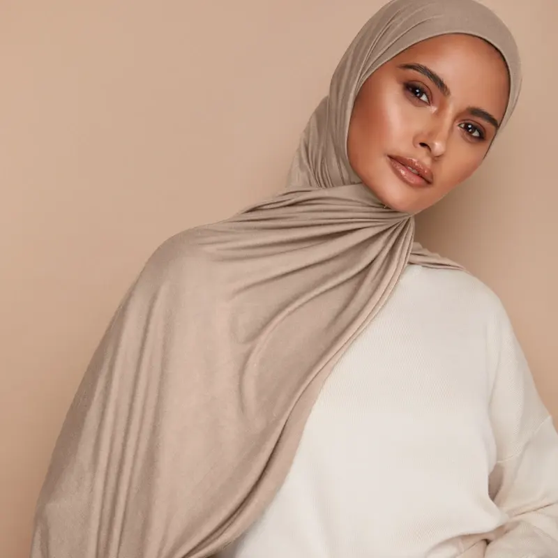 Hot Sale Islam Muslim Plain Women Wrap Maxi Soft Stretch Shawl Best Scarf Premium Cotton Jersey Hijab