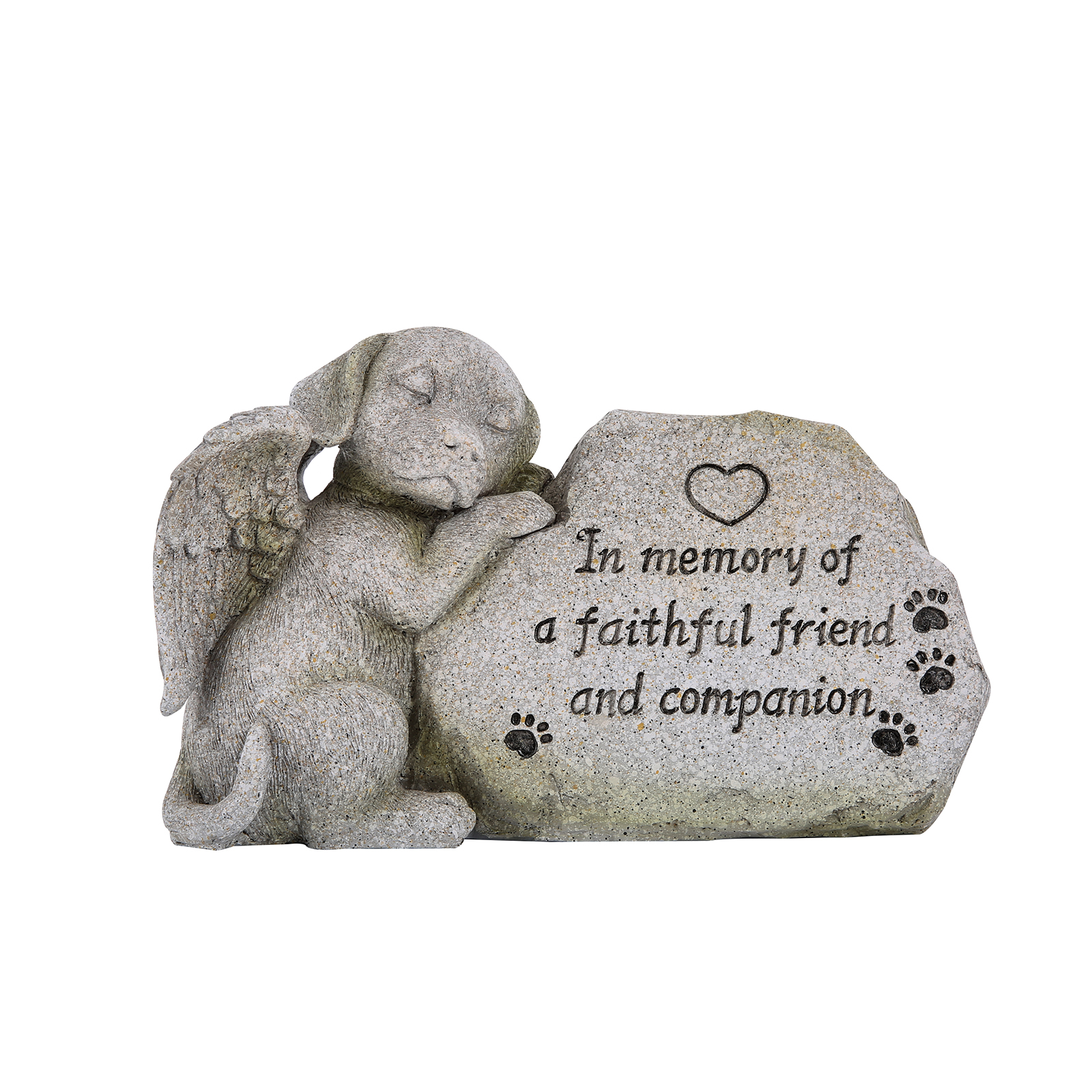 Antique Stone Finish Dog Memorial Stone Statue Sleeping Dog Angel Figurine Pet Polyresin Memorial Stones Finish