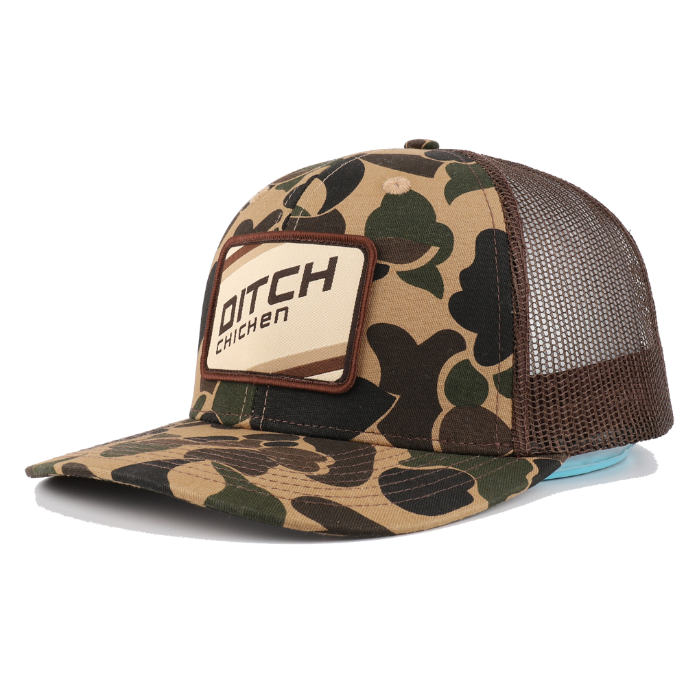 Custom Duck Brown Camo Snapback Mesh Patch Logo 6 Panel Richardson 112 Trucker Cap Hat