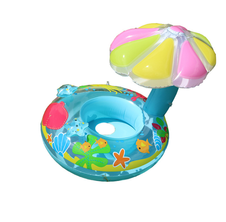 Summer Baby Swimming Float Seat Boat Kid Water Toys Inflatable Swimming Ring With Sunshade For Toddlers