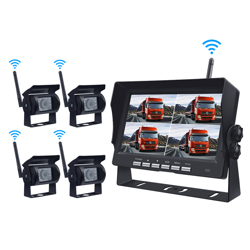 1080p AHD 4ch quad split screen waterproof night vision wireless truck video system 360 градусов Автомобильная камера заднего вида с монитором