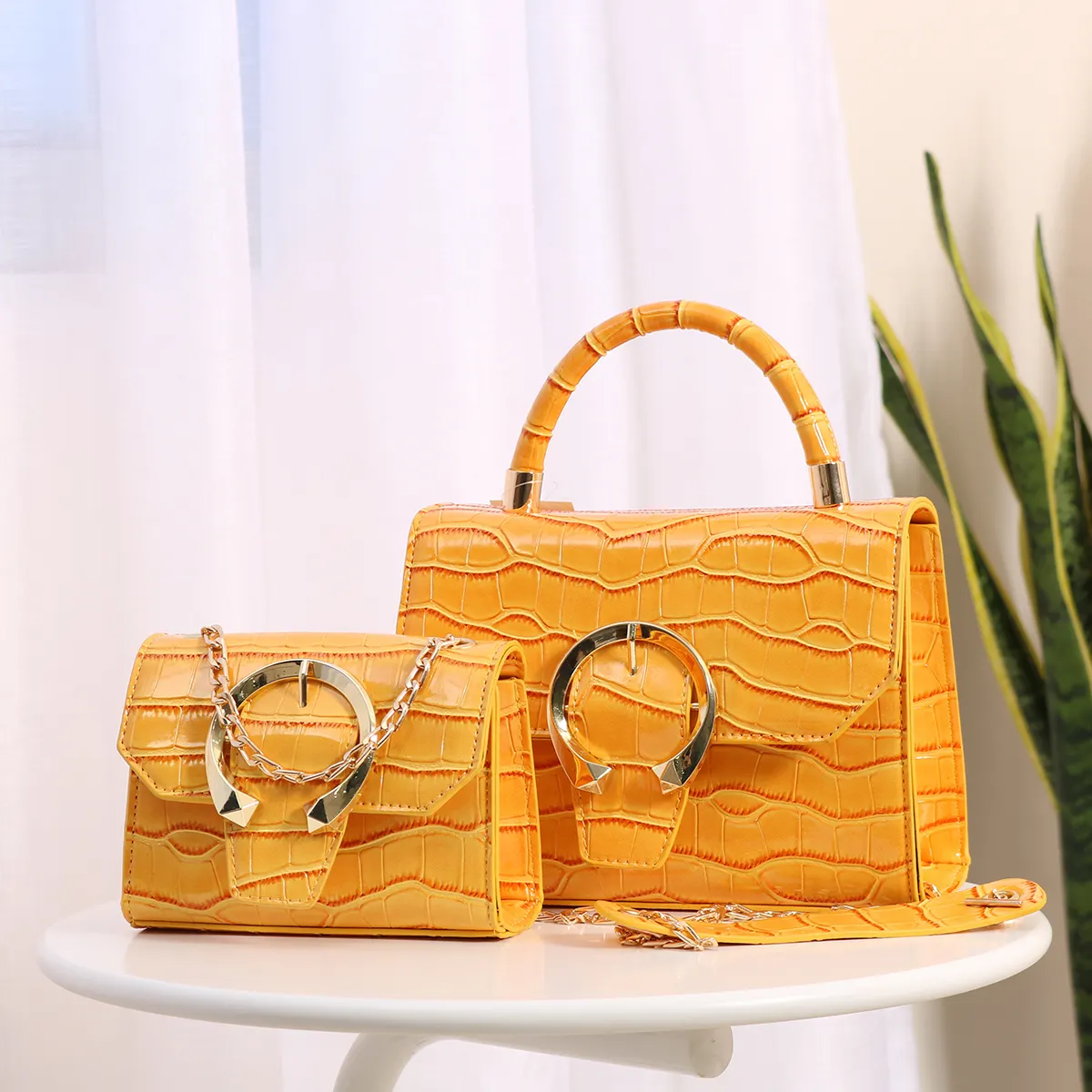 JIALI QAZA supplier wholesale women luxury Tote Bag 2023 new fashion trending PU leather ladies shoulder handbags 2in1 set