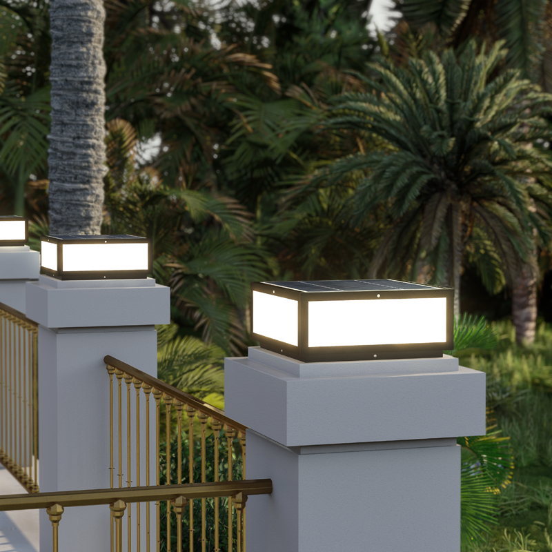 New Model Poolside Outside Solar Light Interior Decoration Wall Lamp Milky White Acrylic Lamp Shade Pillar Electric Led Light